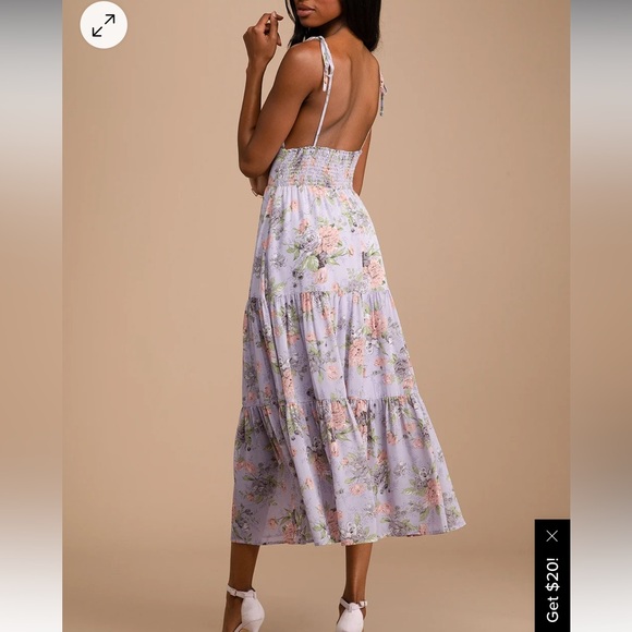 NWT Lulus Everlasting Sight Lavender Floral Midi Dress - Picture 2 of 8